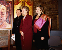 Fabelo self-portrait in the permanent collection of Galleria Degli Uffizi. Left to right: the artist; Annamaria Petrioli Tofani, director of the museum; and Mrs. Flores, Cuban ambassador in Italy. Florence.